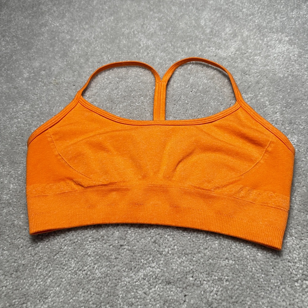 AYBL Marl Bright Orange Women's Sports Bra, Size S
